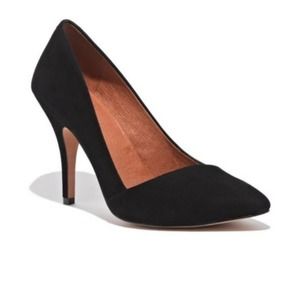 Madewell Mira High Heels in Black Suede Pointed Toe Classic Stiletto Women's 7.5